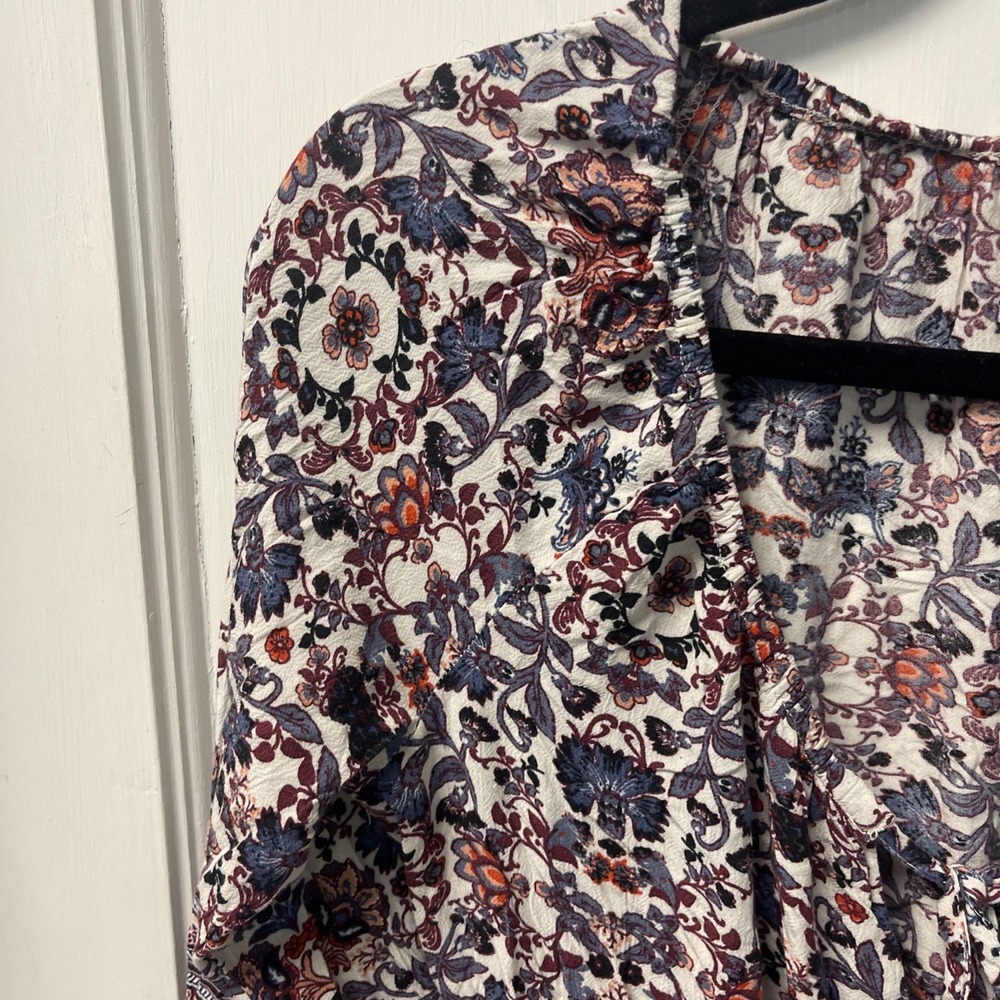 American Eagle Outfitters Floral Blouse Boho Artsy Mixed Prints Hippie Womens M - Picture 11 of 14